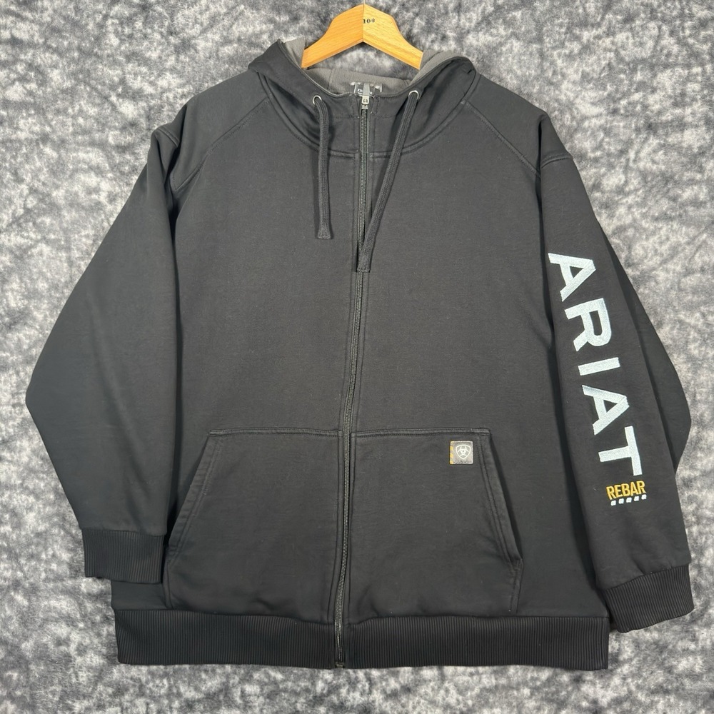ARIAT Rebar All Weather Full Zip Hoodie Mens XXL Black Jacket 10027833